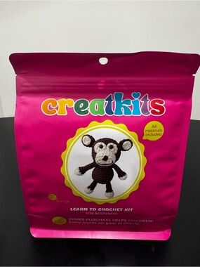 Kids Crochet Monkey Kit - Bright Pink Learn-to-Crochet Set